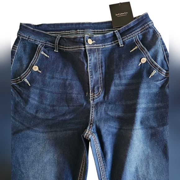 Just Fashion Now Denim - Just Fashion Now Dark Blue Women's Jeans with Wide Flare Legs.